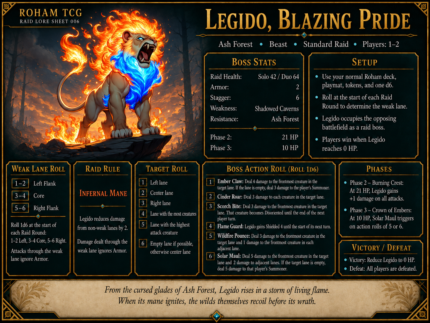 Legido, Blazing Pride Standard Raid Lore Sheet