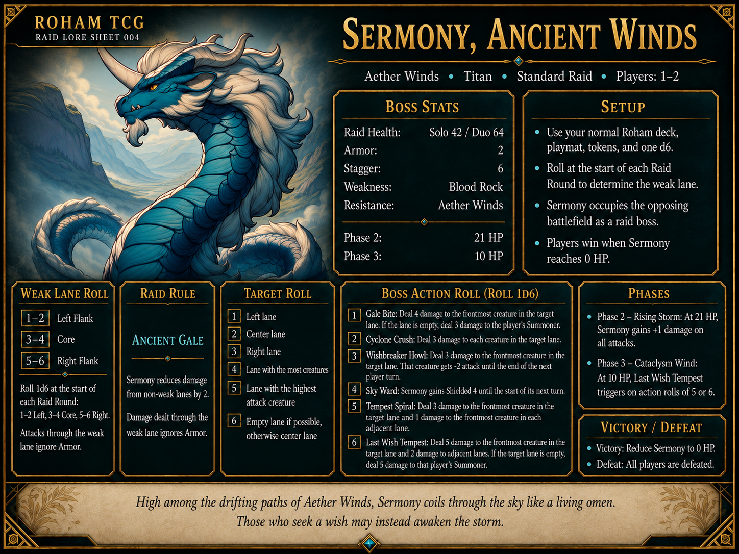 Sermony, Ancient Winds Standard Raid Lore Sheet