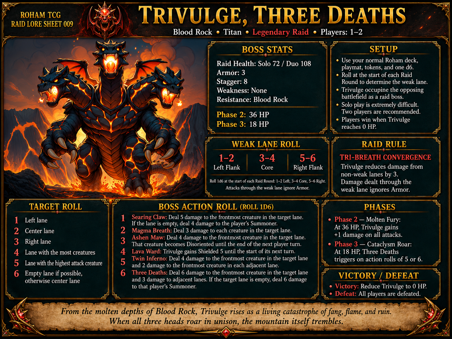 Trivulge, Three Deaths Legendary Raid Lore Sheet